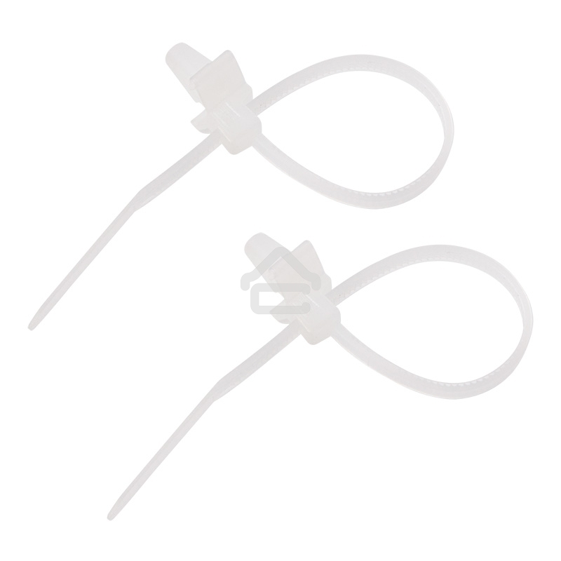 Хомут-стяжкa нейлоновая с крепежным пистоном Rexant 100x2,5 мм, ø2,4 мм, белая, упаковка 100 шт.