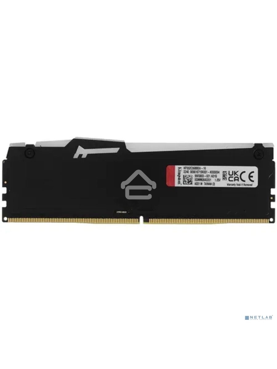 Оперативная память Kingston Fury Beast, DDR5, 16GB (1x16GB), 5200MHz, CL36, DIMM, с радиатором, RGB, черный
