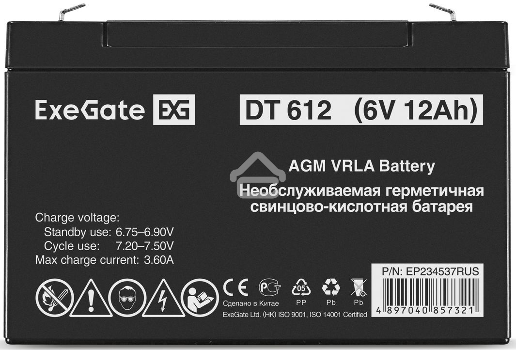 Батарея ExeGate EP234537RUS DT 612/EXG6120 (6V 12Ah) клеммы F1