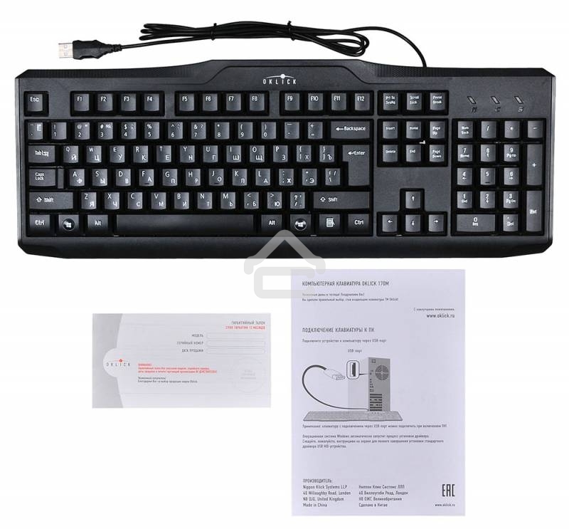 Клавиатура проводная Oklick 170M черный USB (855272)