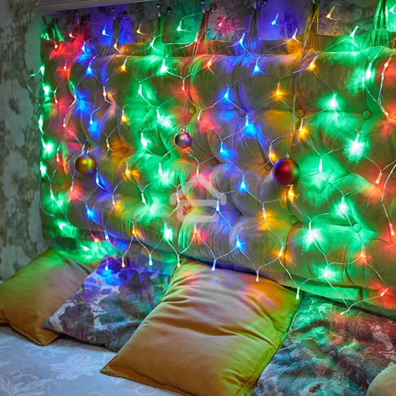 Новогодние светоукрашения NEON-NIGHT (215-119-6) Гирлянда-сеть LED 1х1.5 мМуЛЬТИ с контроллером, 240В
