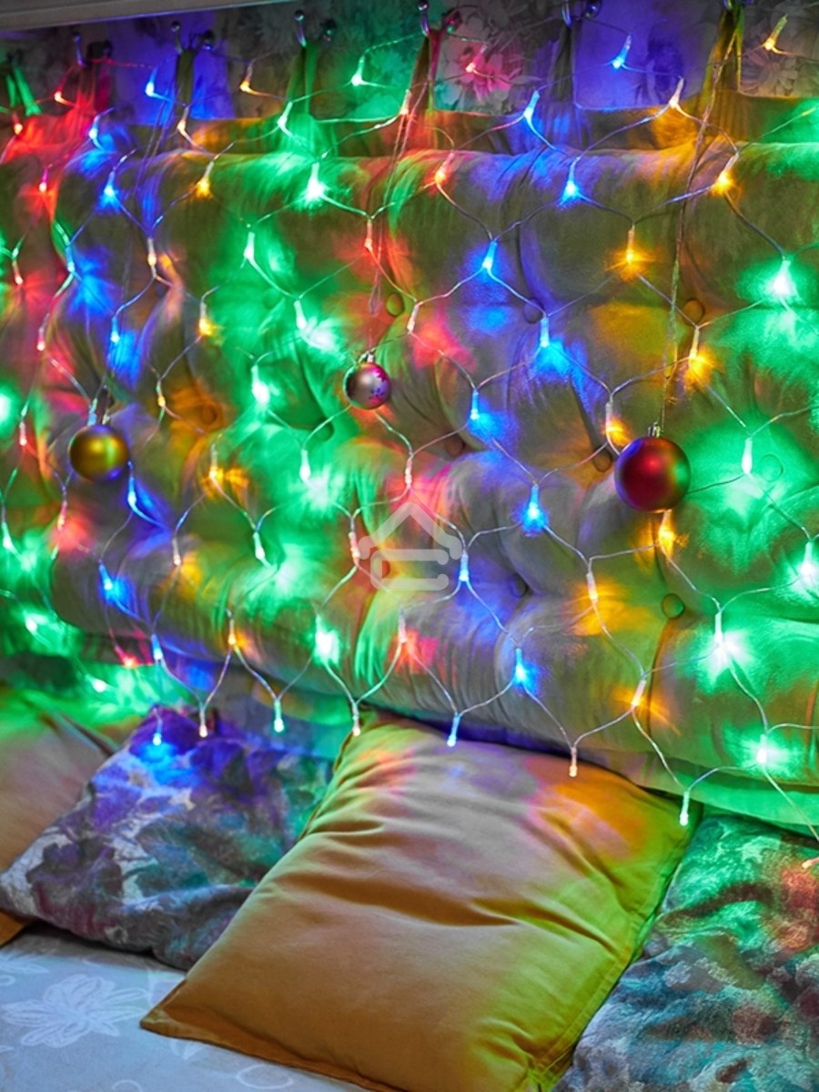 Новогодние светоукрашения NEON-NIGHT (215-119-6) Гирлянда-сеть {LED 1х1.5 мМуЛЬТИ с контроллером, 240В}