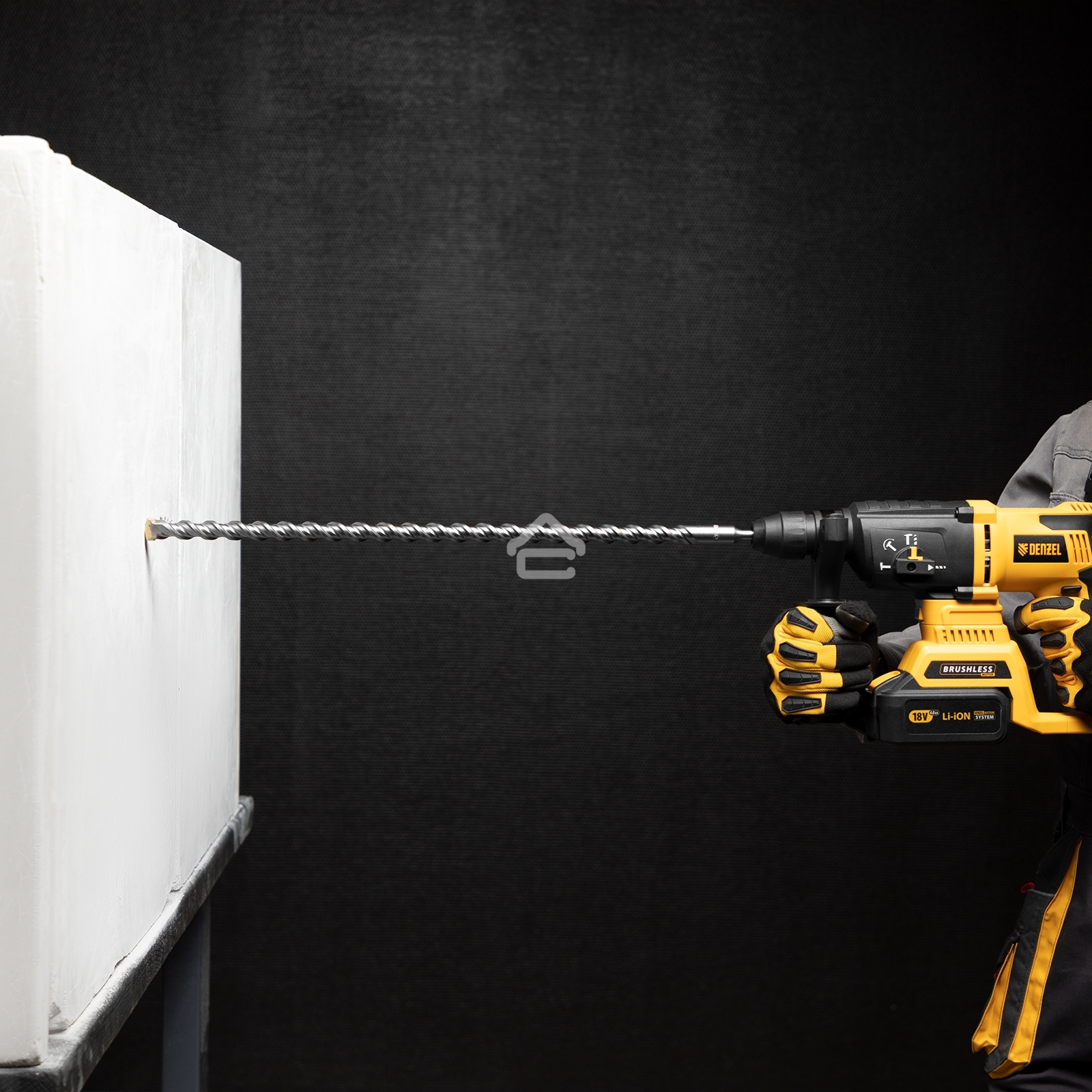 Бур по бетону Denzel двойная спираль, Cobalt W-tip, 16x600 мм, SDS PLUS