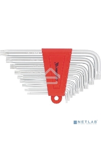Набор ключей имбусовых TORX, 9 шт., T10-T50, CrV, короткие, сатин. Matrix