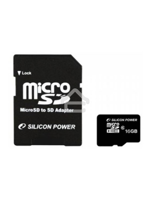 Флеш карта microSDHC 16Gb Class10 Silicon Power SP016GBSTH010V10-SP + adapter