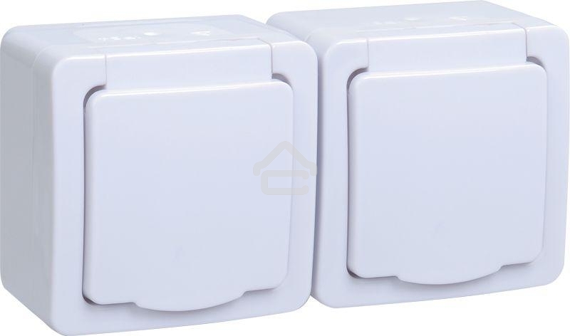 Розетка двухместная с з/к с крышкой для открытой установки РСб22-3-ГПБб IP54 серия 