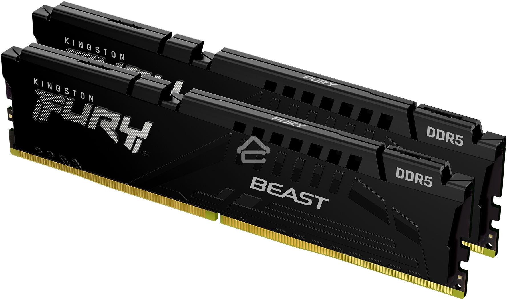 Оперативная память Kingston Fury Beast, DDR5, 32GB (2x16GB), 5200MHz, CL40, DIMM, радиатор, черный