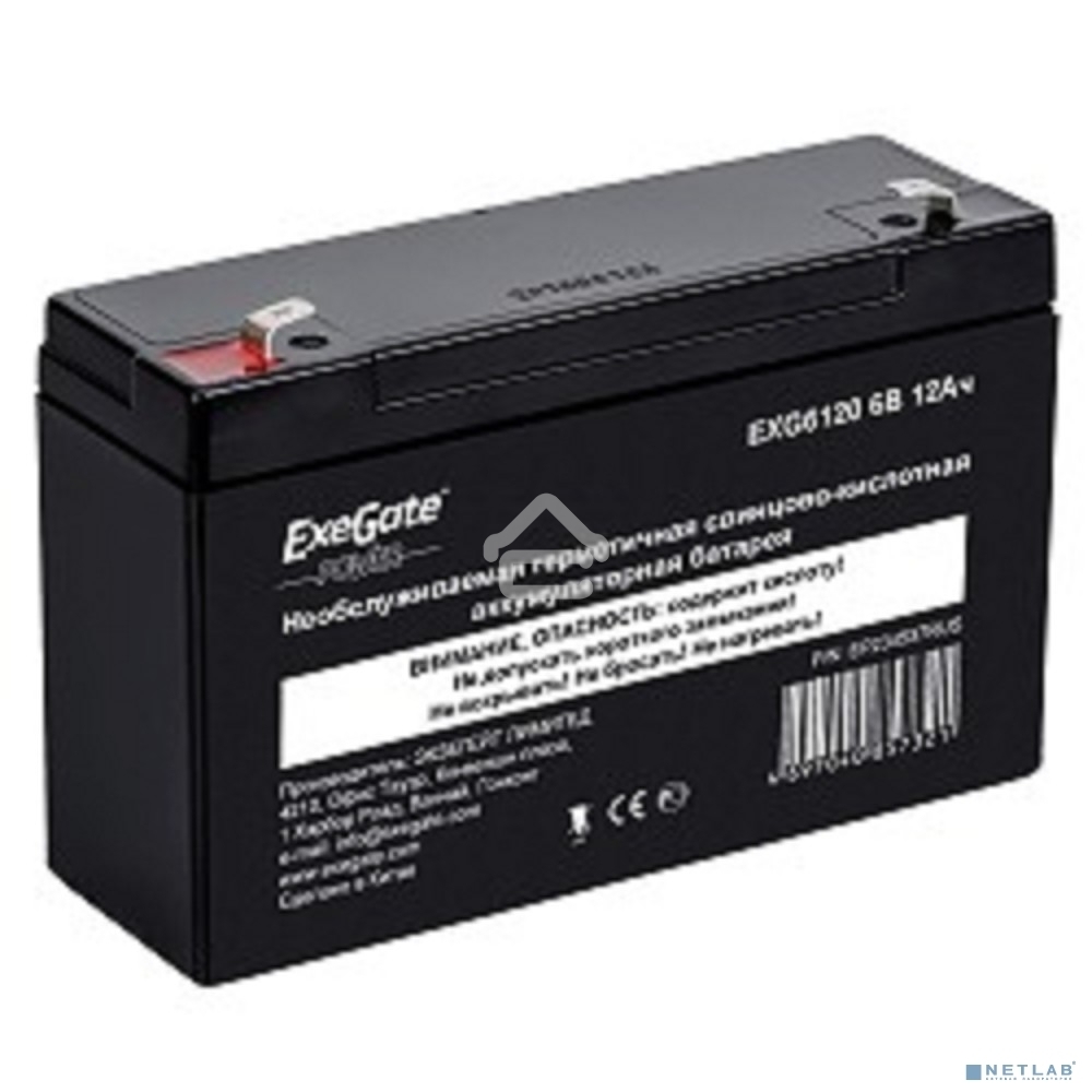 Батарея ExeGate EP234537RUS DT 612/EXG6120 (6V 12Ah) клеммы F1