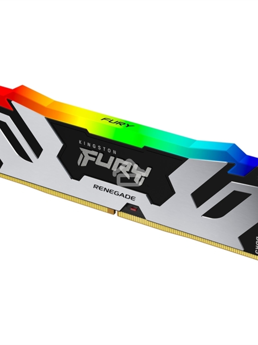 Оперативная память Kingston Fury Renegade, DDR5, 16GB (1x16GB), 6400MHz, CL32, DIMM, с радиатором, RGB, серебристый/черный