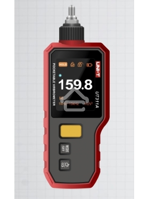 Виброметр UNI-T UT311A Ускорение (O-P): 0,1~199,9 м/с², частотная характеристика: 10 Гц-15 кГц, Скорость (RMS): 0,1~199,9 мм/с, частотная характеристика: 10 Гц~1,5 кГц, Смещение (PP): 0,001 ~ 1999 мкм, частотная характеристика: 10 Гц ~ 1 кГц фонарик, пово