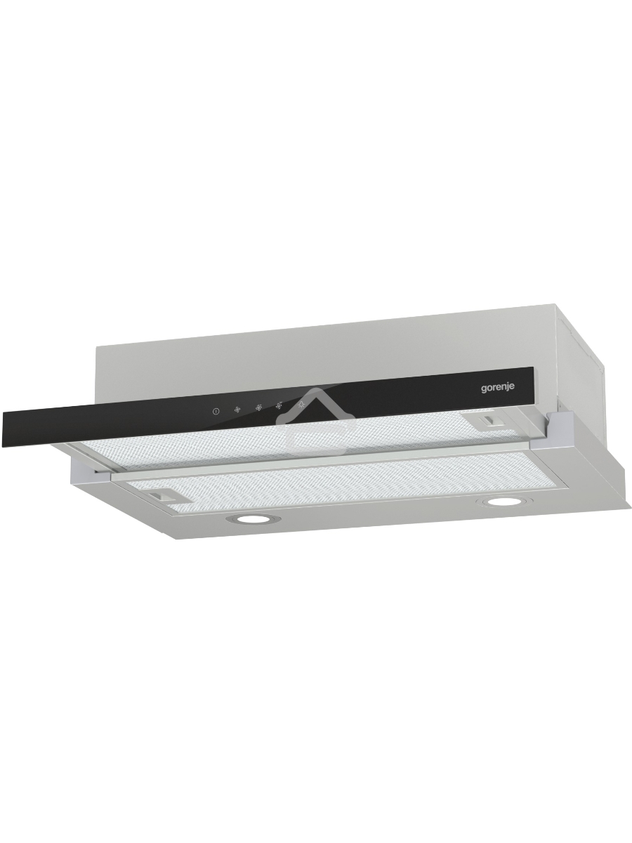 Встраиваемая вытяжка Gorenje TH64E3SGB, ширина 60 см, сенсорное управление, отвод и рециркуляция, 350 м3/ч, черный цвет