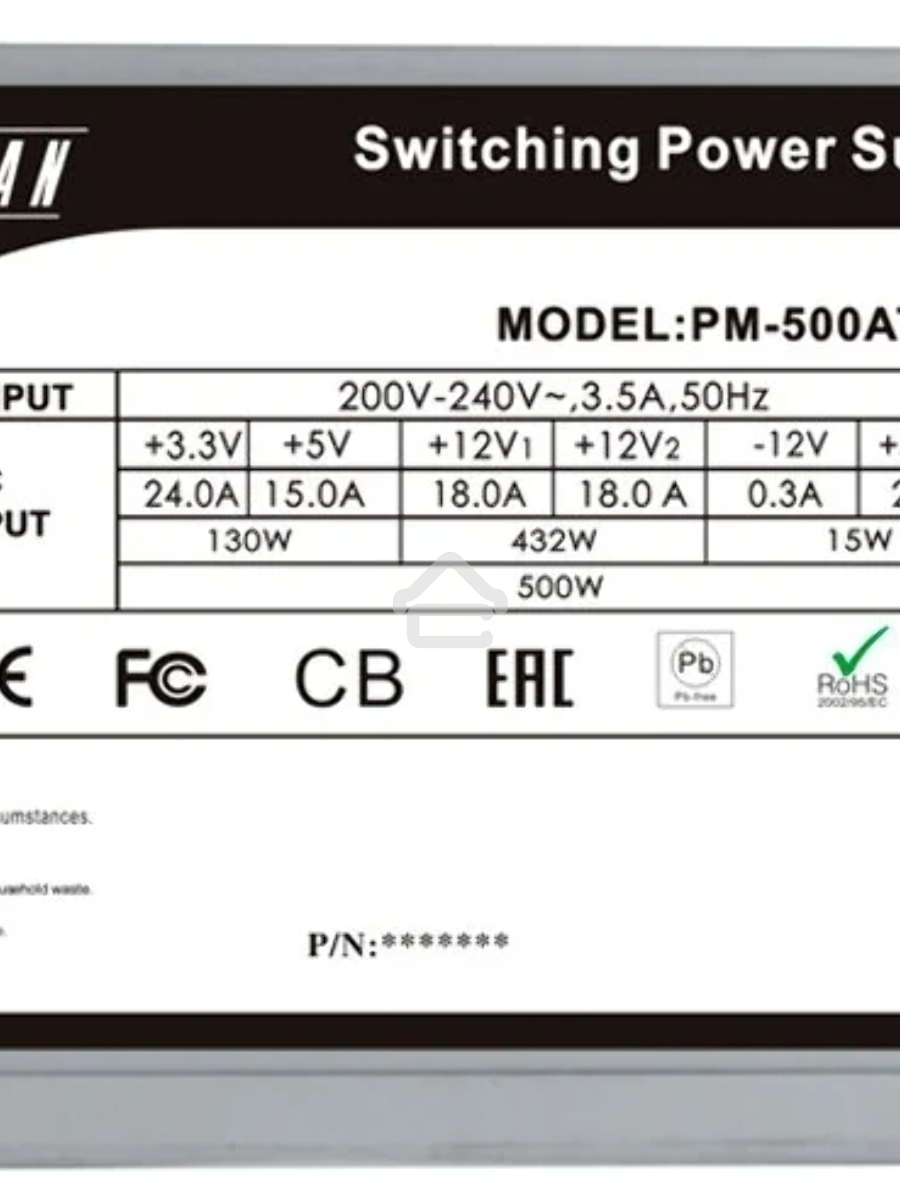 Блок питания Inwin / Powerman PM-500ATX-F, 500Вт, 120мм, серый