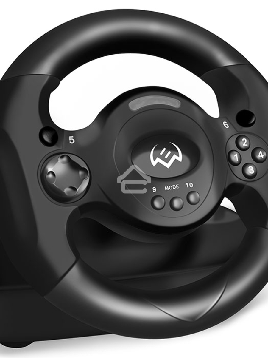 Руль SVEN GC-W300 (педали, вибро, лепестки, D-pad, 10 кл, резин. вставки, PC, цифр. и аналог.