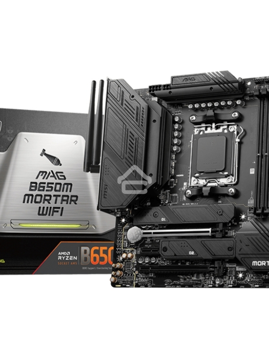 Материнская плата MSI MAG B650M MORTAR WIFI, AM5, AMD B650, 4xDDR5, 6xSATA, 2xM.2, 1xPCI-E 4.0 x16, 1xPCI-E 4.0 x4, 1xHDMI, 1xDP, 1x2.5Gb LAN, 3xUSB 3.2 Gen 2, 4xUSB 3.2 Gen 1, 1xUSB-C 3.2 Gen 2x2, 5x3.5мм аудио, 7.1, Micro-ATX