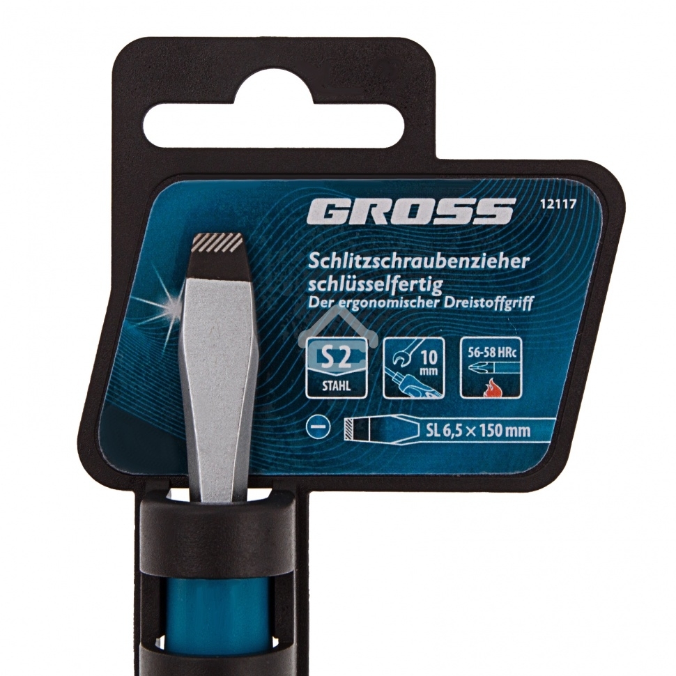 Отвертка Gross SL6,5 x 150 мм, S2, трехкомпонентная рукоятка