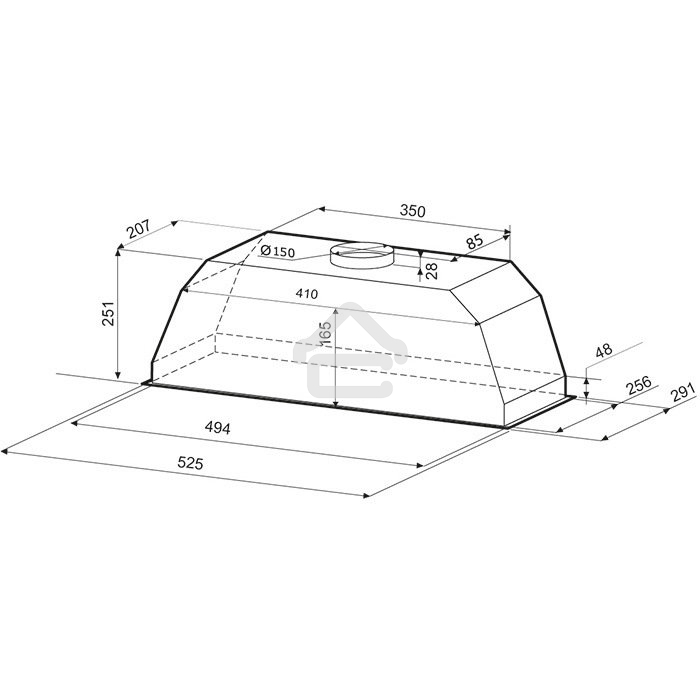 Вытяжка встраиваемая Krona Ameli 600 inox PB нержавеющая сталь, 60 см, 633 куб. м/ч, 50 дБ