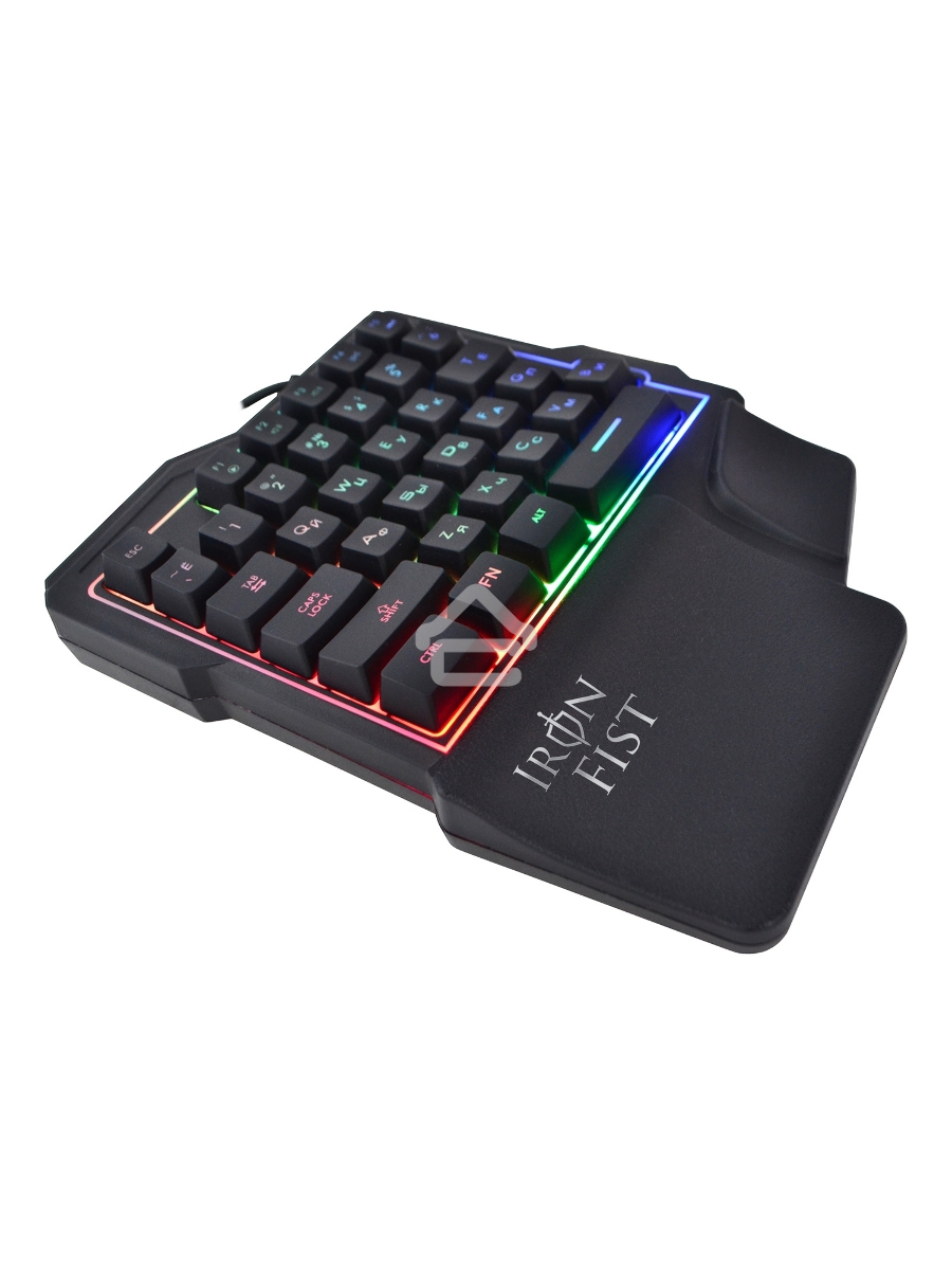 Игровой блок Oklick 701G IRON FIST черный USB for gamer LED (подставка для запястий)