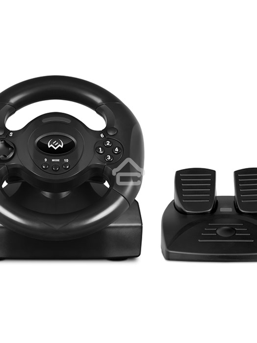 Руль SVEN GC-W300 (педали, вибро, лепестки, D-pad, 10 кл, резин. вставки, PC, цифр. и аналог.