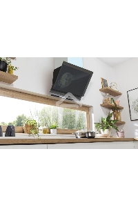 Вытяжка наклонная Gorenje WHI649X21P, 740 м2/ч, 250 Вт, режимы - отвод, циркуляция, ширина 60 см, нержавеющая сталь, черное стекло
