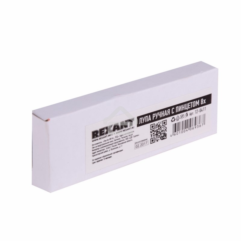 Лупа ручная с пинцетом 8х Rexant 12-0411