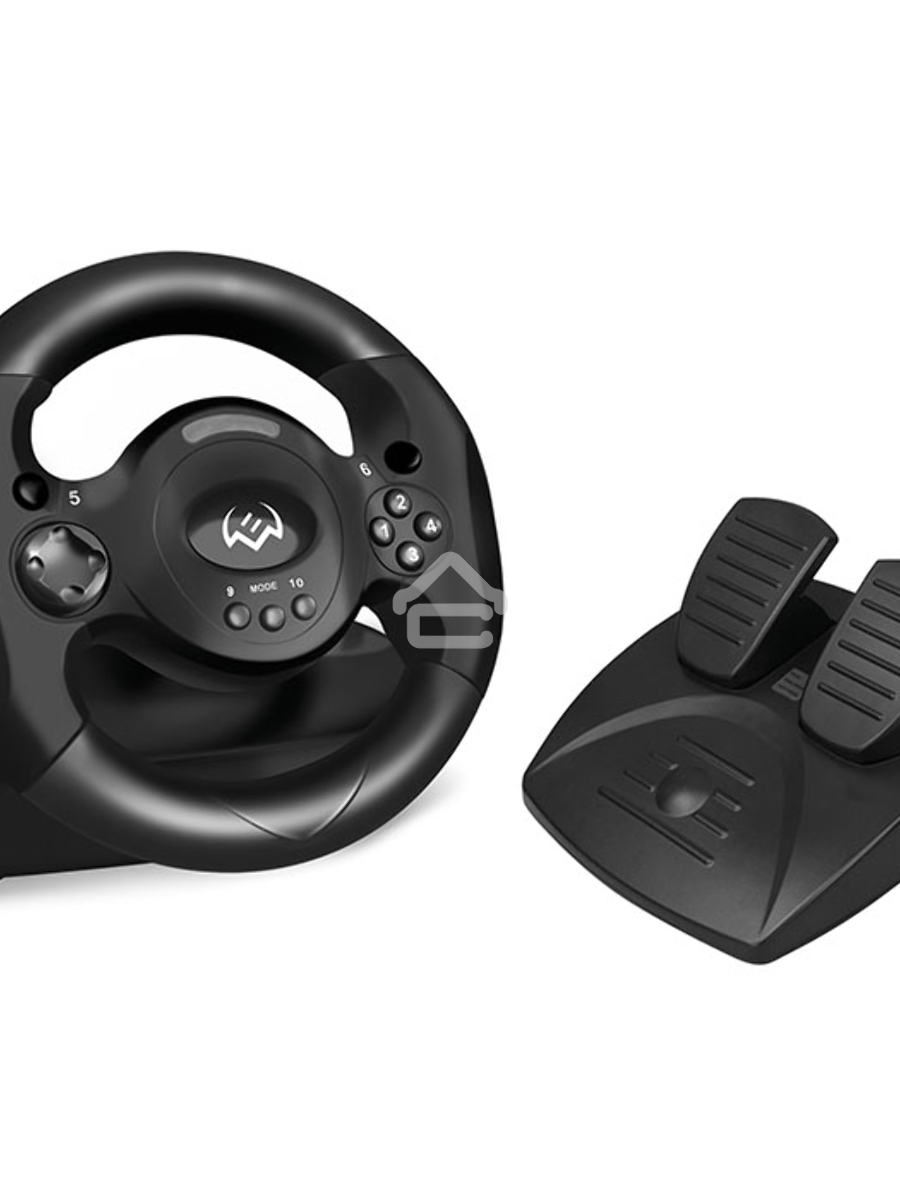 Руль SVEN GC-W300 (педали, вибро, лепестки, D-pad, 10 кл, резин. вставки, PC, цифр. и аналог.
