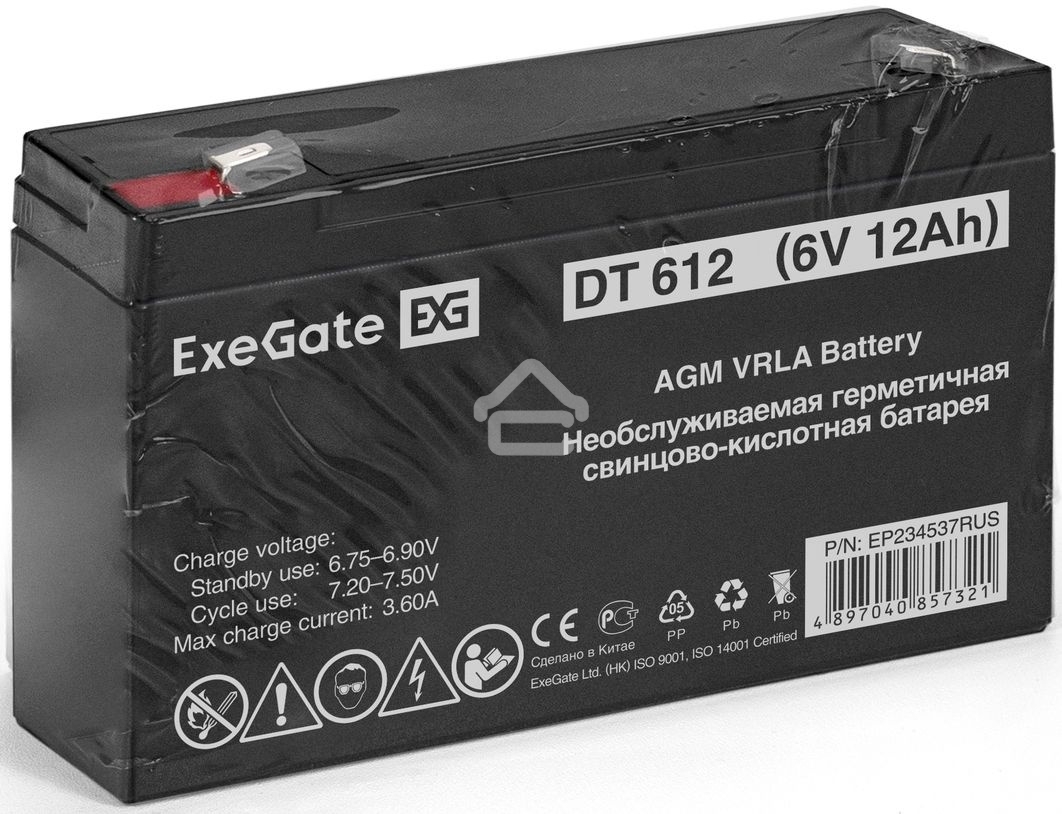 Батарея ExeGate EP234537RUS DT 612/EXG6120 (6V 12Ah) клеммы F1