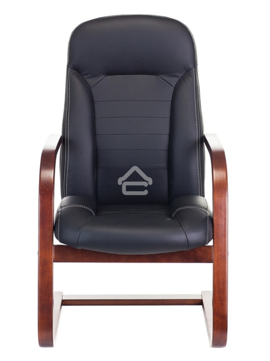 Кресло компьютерное Бюрократ T-9923WALNUT-AV/BL черный, кожа, низкая спинка