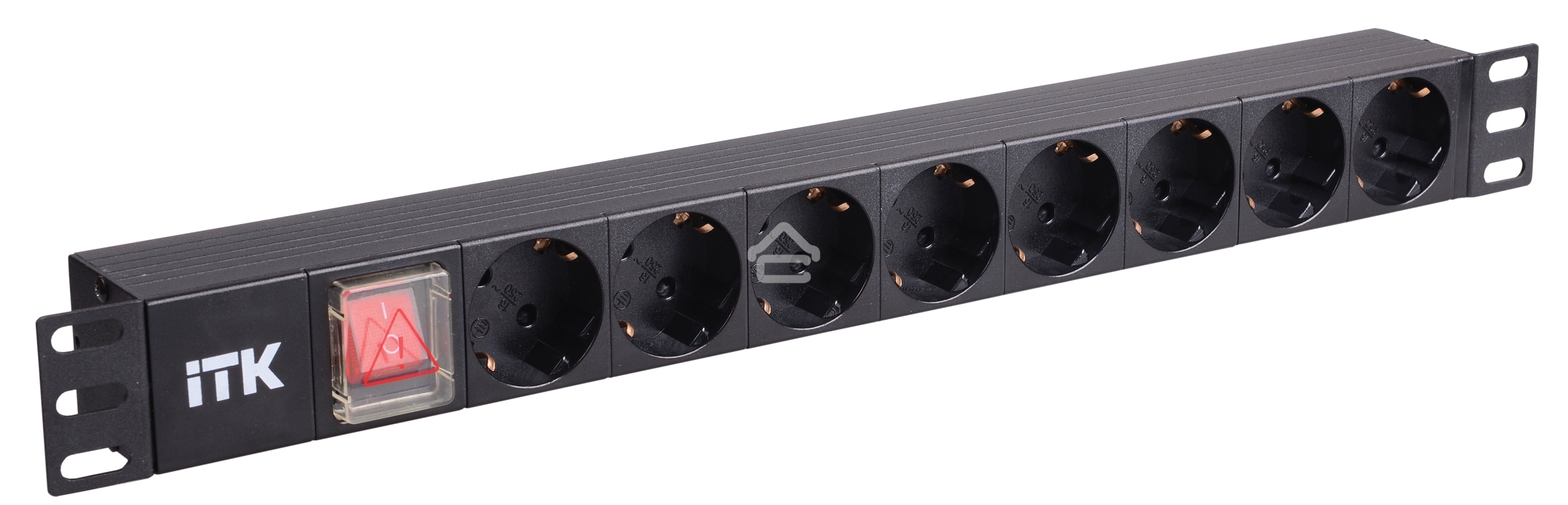 Блок розеток 19 (8шт)PDU с LED выкл.алюм.профиль 1U шнур 2м вилка DIN49440 (нем.станд.) PH12-8D1 ITK