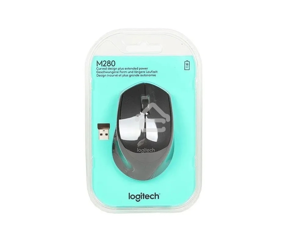 Мышь беспроводная Logitech M280 серый, 1000 dpi, радиоканал, USB, кнопки - 3