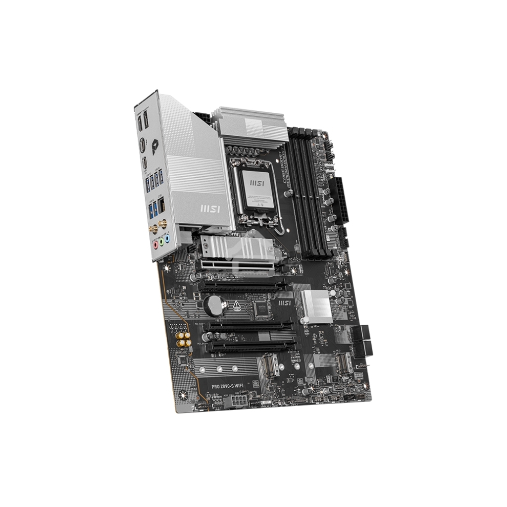 Материнская плата MSI PRO Z890-S WIFI, LGA 1851, Intel Z890, 4xDDR5, 4xSATA, 3xM.2, 1xPCIe 5.0 x16, 2xPCIe 4.0 x4, 1xHDMI, 1xDP, 1xUSB-C Thunderbolt 4, 1xUSB-C 3.2 Gen 2x2, 1x 2.5Gb LAN, 6xUSB-A 3.2 Gen 1, 3x3.5 мм, 7.1, ATX