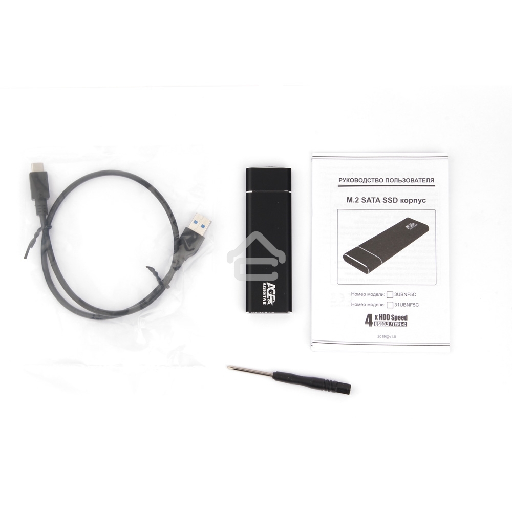 Внешний корпус AgeStar M.2 USB 3.0 NGFF (B-key) AgeStar 3UBNF5C алюминий, черный/серебристый