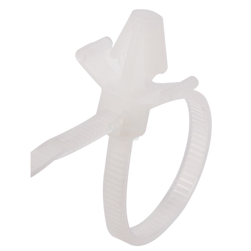 Хомут-стяжкa нейлоновая с крепежным пистоном Rexant 190x4,8 мм, ø3,2 мм, белая, упаковка 100 шт.