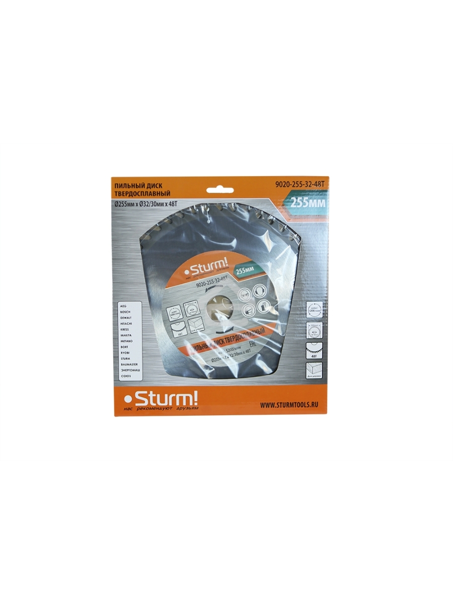 Диск Пильный Sturm! 9020-255-32-48T, размер 255x32x48 зубьев С ПЕРЕХОД. КОЛЬЦОМ НА 30 мм