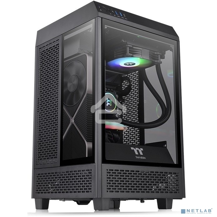 Компьютерный корпус Thermaltake The Tower 100 черный без БП ATX 2x120мм 2xUSB 3.0 1xUSB3.1 audio bott PSU