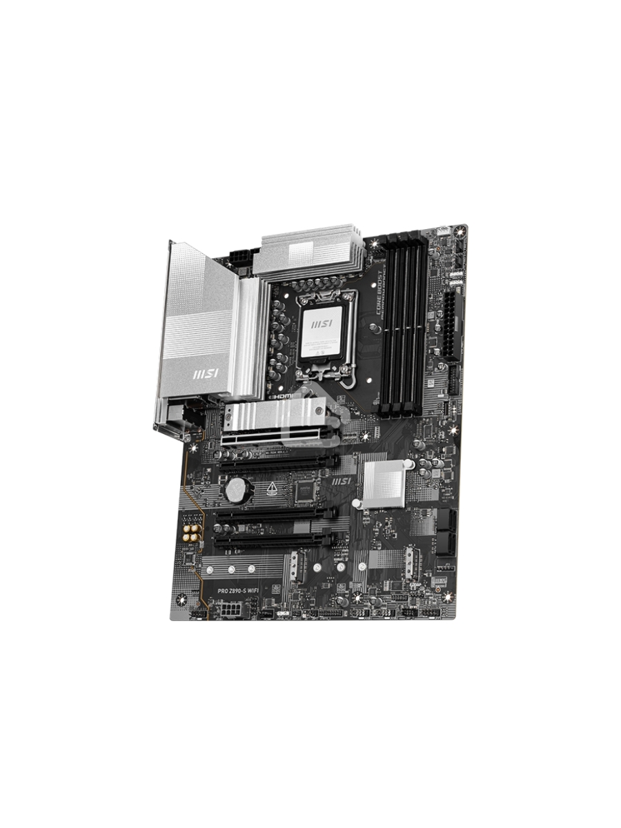 Материнская плата MSI PRO Z890-S WIFI, LGA 1851, Intel Z890, 4xDDR5, 4xSATA, 3xM.2, 1xPCIe 5.0 x16, 2xPCIe 4.0 x4, 1xHDMI, 1xDP, 1xUSB-C Thunderbolt 4, 1xUSB-C 3.2 Gen 2x2, 1x 2.5Gb LAN, 6xUSB-A 3.2 Gen 1, 3x3.5 мм, 7.1, ATX