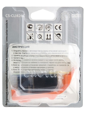 Картридж струйный Cactus CS-CLI426C голубой (8.4 мл.) для CANON Pixma MG5140/5240/6140/8140/MX884