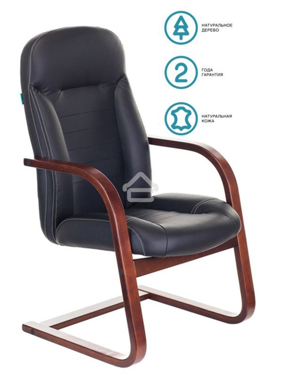 Кресло компьютерное Бюрократ T-9923WALNUT-AV/BL черный, кожа, низкая спинка
