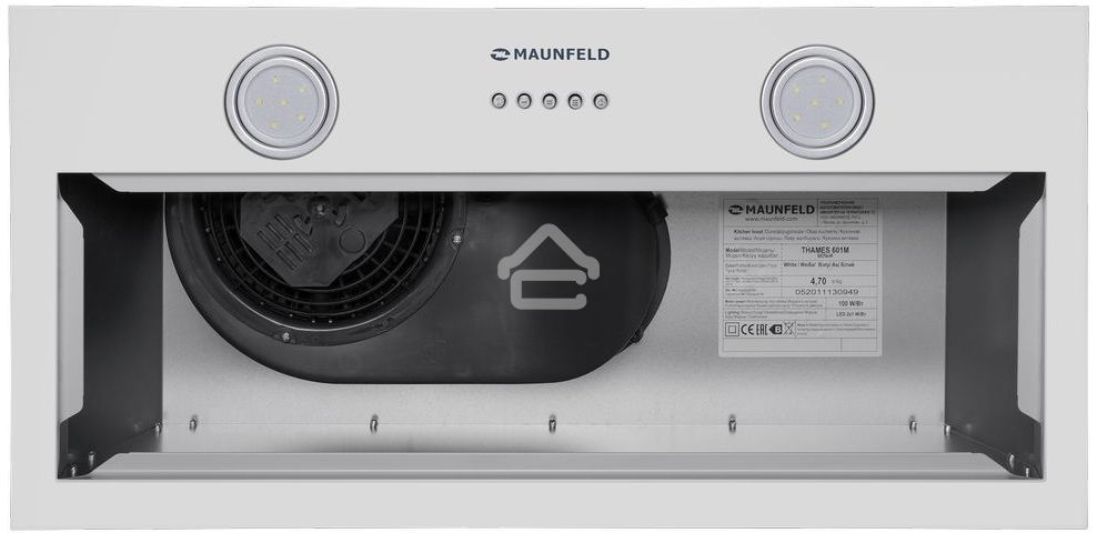 Вытяжка встраиваемая Maunfeld THAMES 601M белый, 60 см, 520 куб. м/ч, 45 дБ