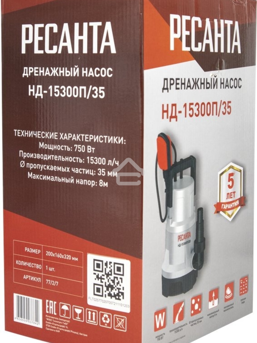 Дренажный насос НД-15500П/35 Ресанта