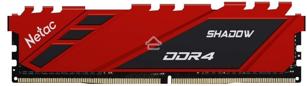 Оперативная память NETAC Shadow, DDR4, 8GB (1x8GB), 2666MHz, CL19, DIMM, с радиаторами, красный