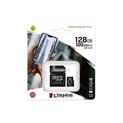 Флеш карта microSDHC 128Gb microSDXC Kingston SDCS2/128Gb Class10 UHS-I Canvas Select up to 100Mb/s с адапт.