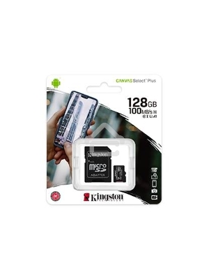 Флеш карта microSDHC 128GB microSDXC Kingston <SDCS2/128GB> Class10 UHS-I Canvas Select up to 100MB/s с адапт.