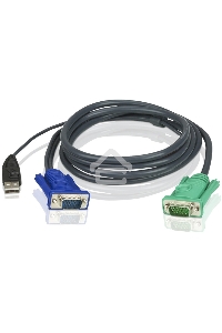 Кабель KVM ATEN 2L-5201U USB(тип А Male)+HDB15(Male) <->  SPHD15(Male) 1,2м., черный.