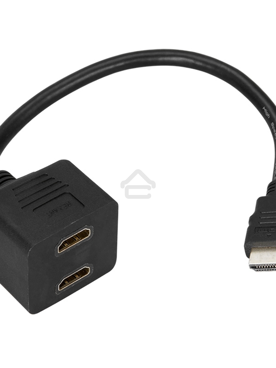 Переходник Rexant штекер HDMI - 2 гнезда HDMI с проводом, черный (10 шт./уп.)