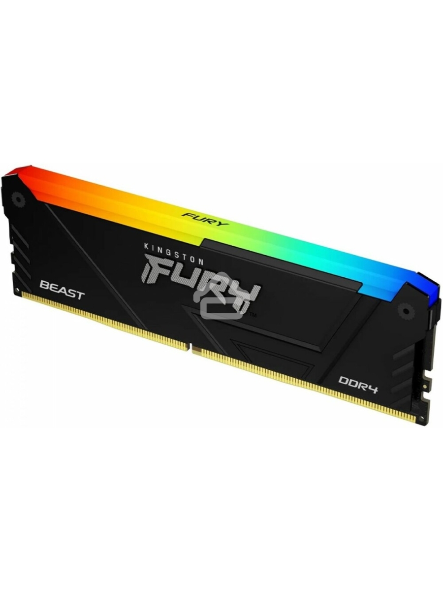 Оперативная память Kingston Fury Beast, DDR4, 64GB (4x16GB), 3200MHz, CL16, DIMM, с радиатором, RGB, чёрный