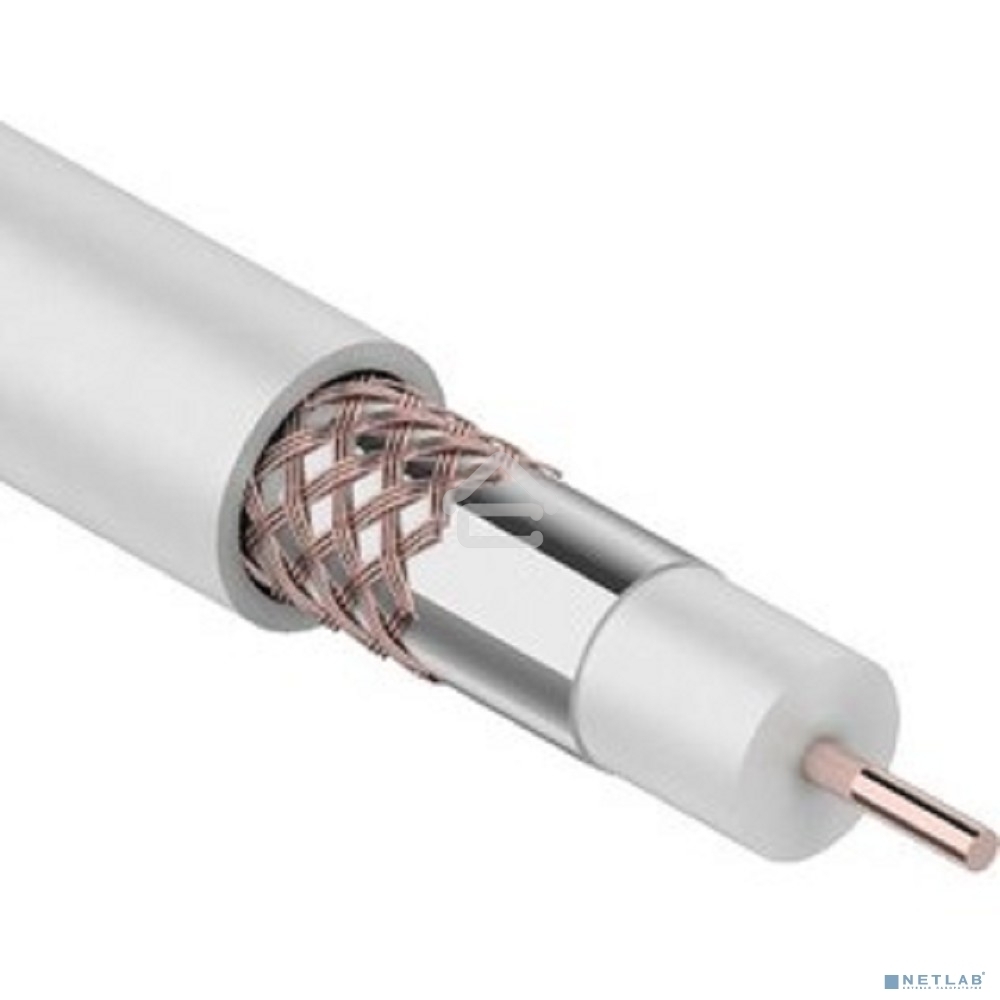 Кабель коаксиальный Rexant RG-6U+Cu, 75 Ом, Cu/Al/Cu, 64%, бухта 100 м, белый