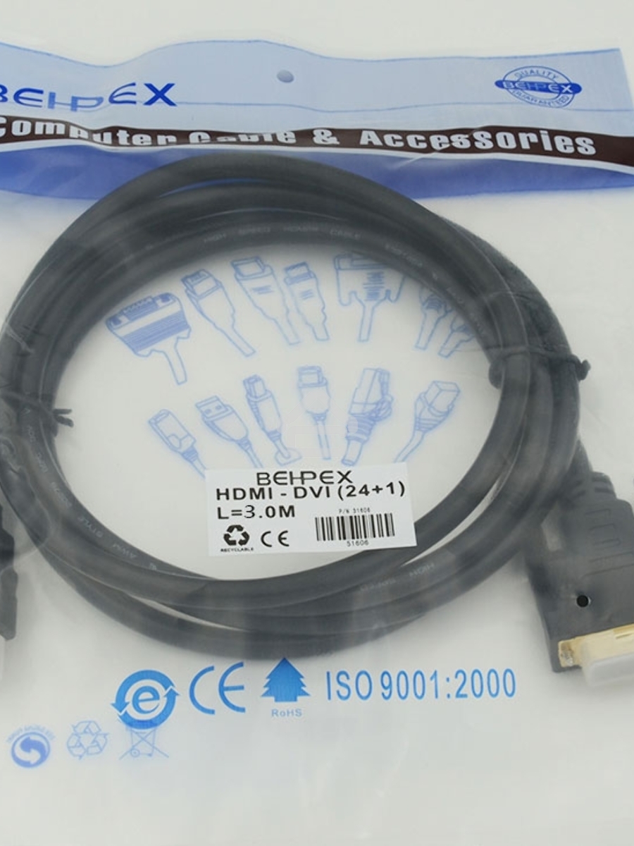 Кабель HDMI/DVI-D 3м SIEMAX 19M - DVI Dual Link, черный