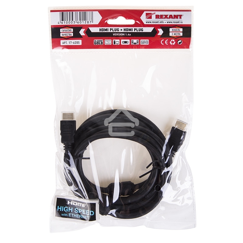 Кабель Rexant HDMI - HDMI 1.4, 3 метра Gold