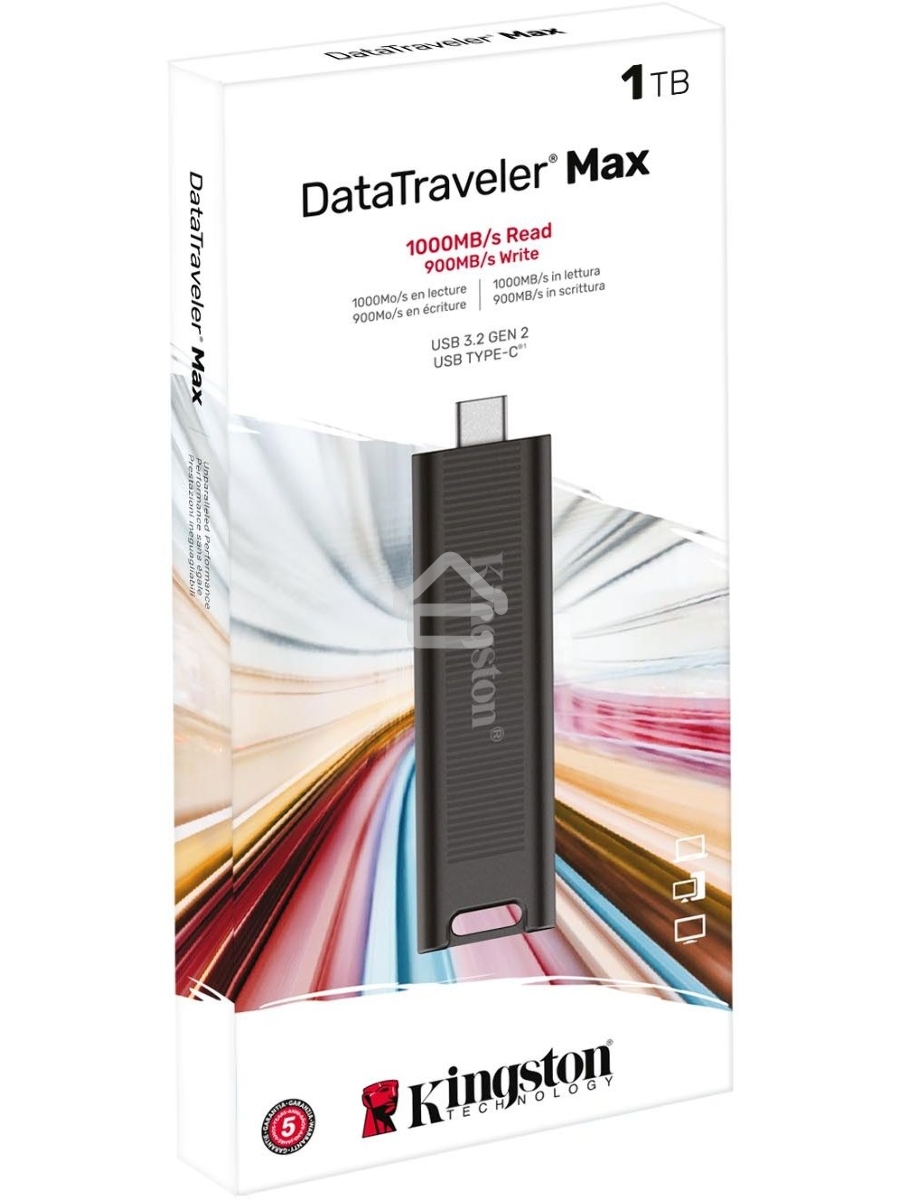 Флеш диск Kingston 1.0Tb DataTraveler Max <DTMAX/1TB>, USB3.2, up to 1000/900MBs черный