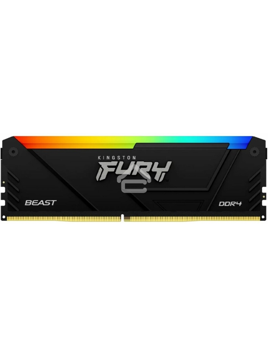 Оперативная память Kingston Fury Beast, DDR4, 64GB (4x16GB), 3200MHz, CL16, DIMM, с радиатором, RGB, чёрный